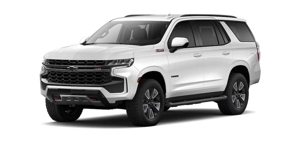 Chevrolet Tahoe 2024, SUV con 3 filas de asientos en color blanco platino